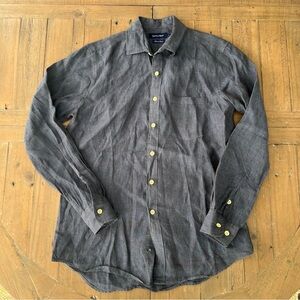 Saville row French linen blue gray button down shirt men’s medium